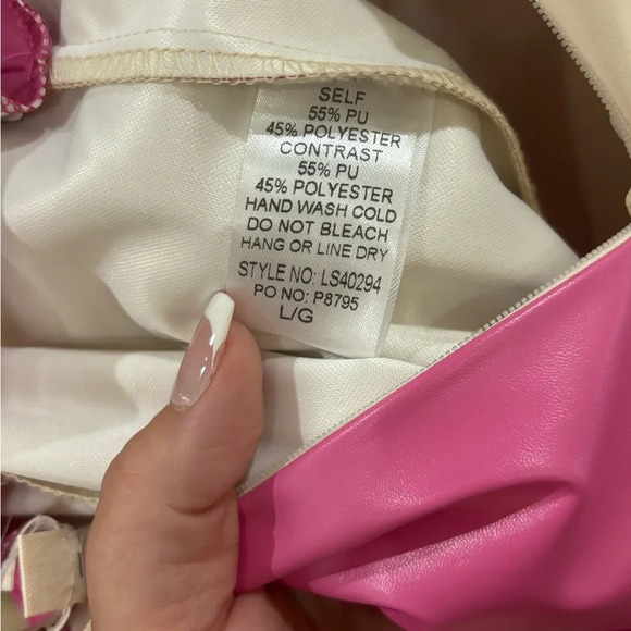 Pink Colorblock Faux Leather Colorblock Skirt Large - Picture 5 of 11